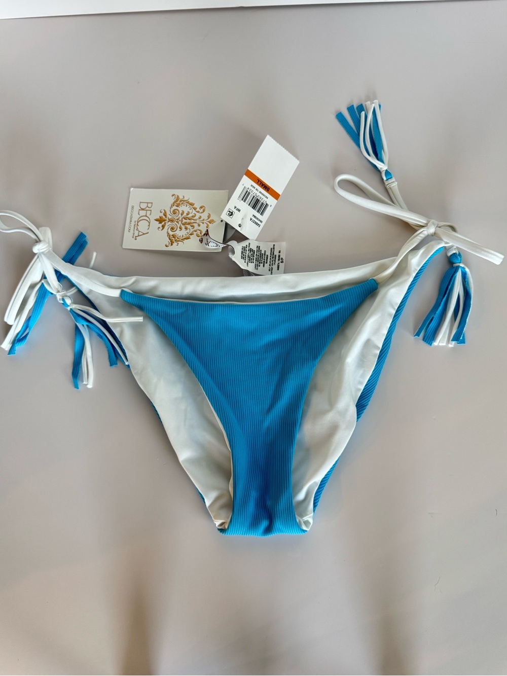BECCA Modern Edge Reversible Tie Side Bikini Bottom S NWT